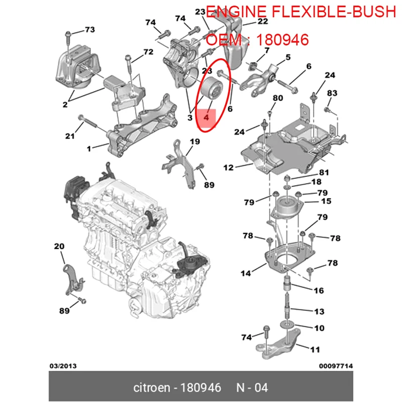 Buje flexible inferior de motor para Peugeot 3008 308 408 1.6 THP - imagen 3