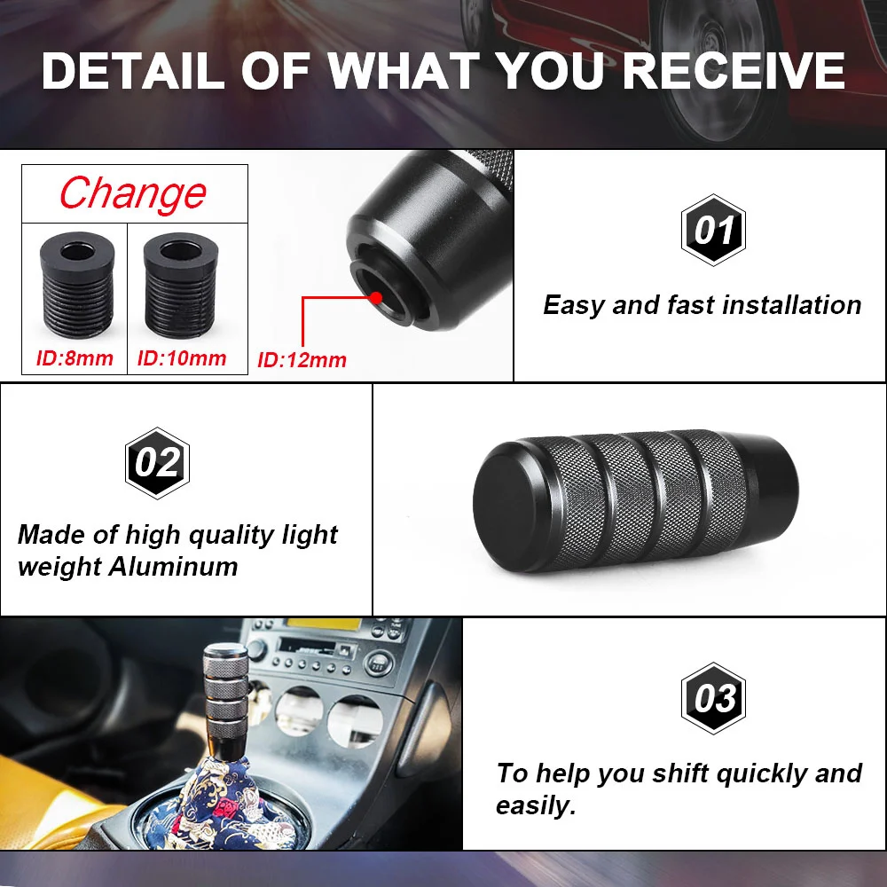 Pomo de cambio de aluminio antideslizante universal – M8/M10/M12 - imagen 5