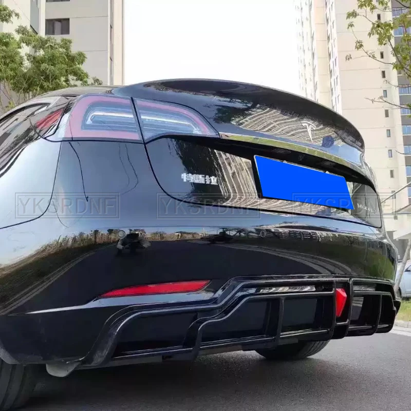 Difusor trasero ABS para Tesla Model 3 2018-2023, fibra de carbono - imagen 4