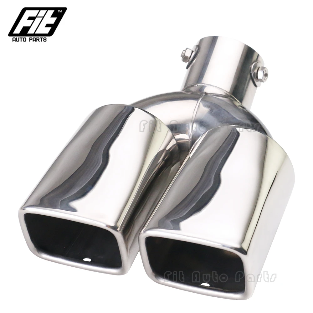 Punta de silenciador de escape cuadrado Universal para coche, tubo de cola doble de 63mm, piezas de automóvil modificadas, tubo recto
