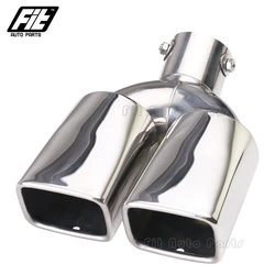 Punta de silenciador de escape cuadrado Universal para coche, tubo de cola doble de 63mm, piezas de automóvil modificadas, tubo recto