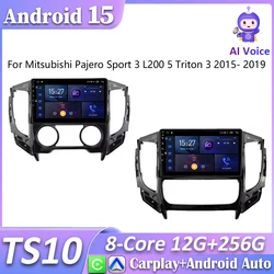 Para Mitsubishi Pajero Sport 3 L200 5 Triton 3 2015-2019 Radio de coche Carplay Android 15 pantalla navegación GPS Android Auto No 2din