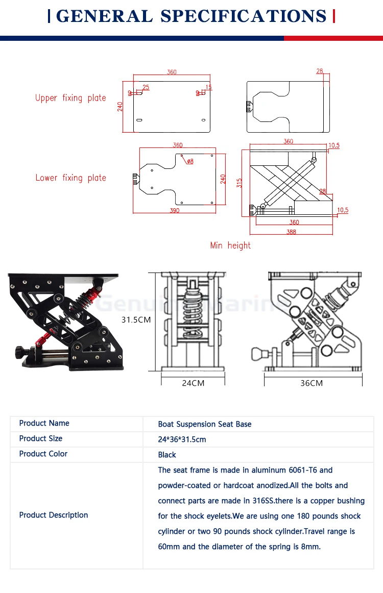 Base de soporte para asiento marino