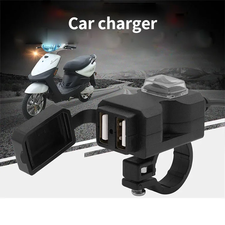 Cargador USB dual 12V impermeable para manillar moto