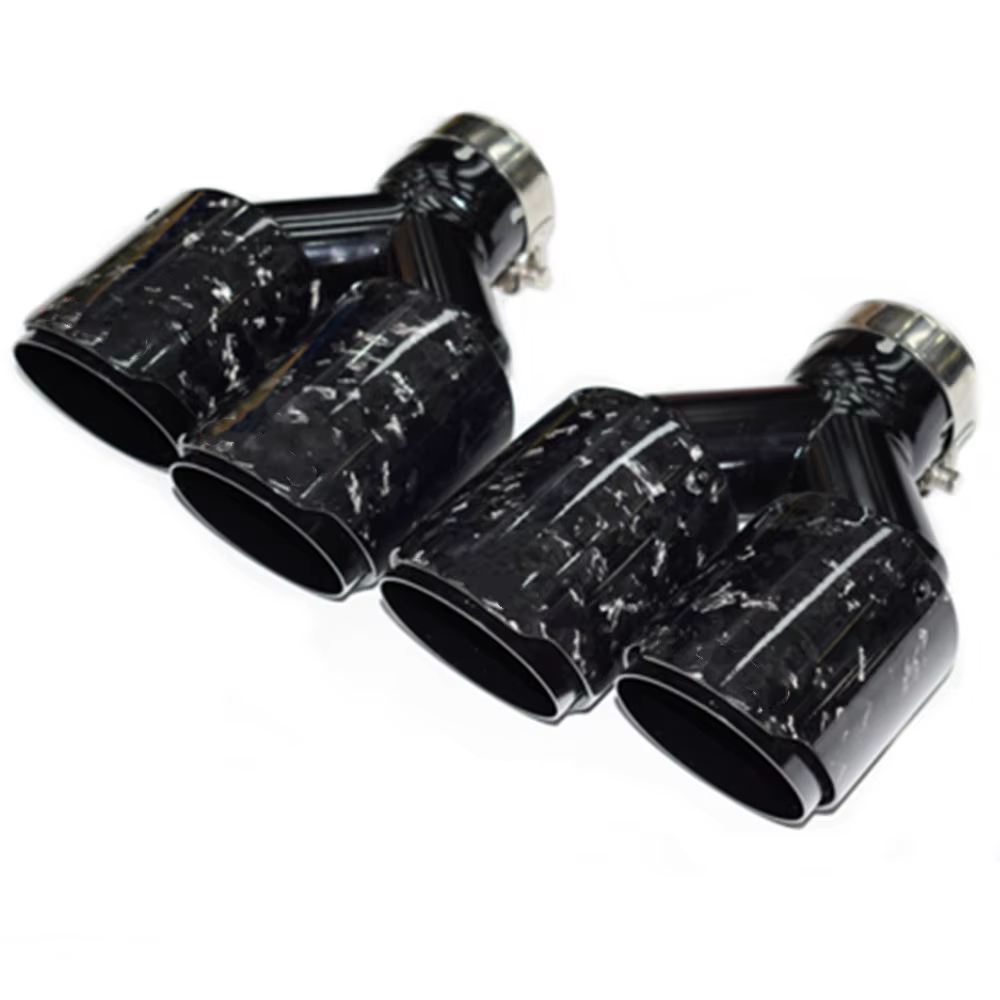 Puntas de escape dobles de carbono forjado y acero inoxidable negro - imagen 4