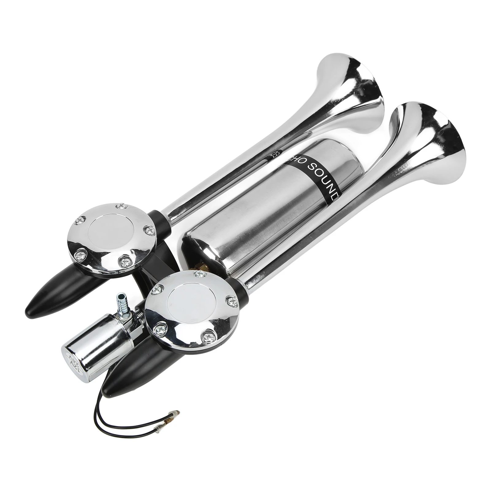 Bocina de aire doble tubo cromada – aleación zinc 12V para coche y camión - imagen 2