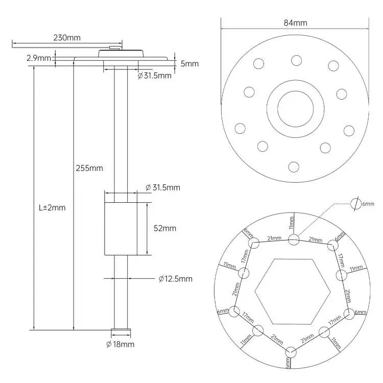 Conjunto completo del kit flotador y display digital