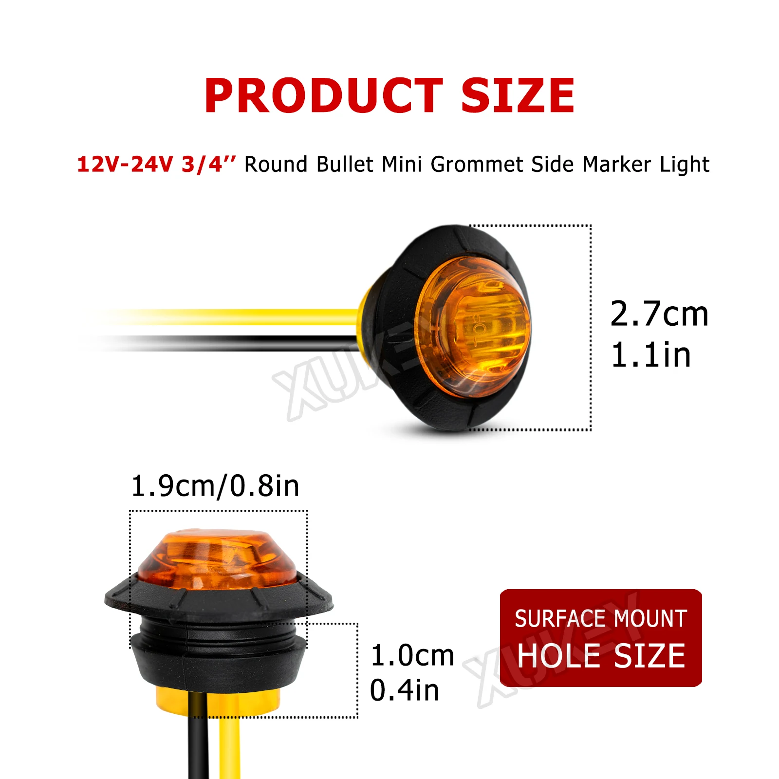 Luz LED de posición lateral ámbar 12V-24V para camión y caravana - imagen 4