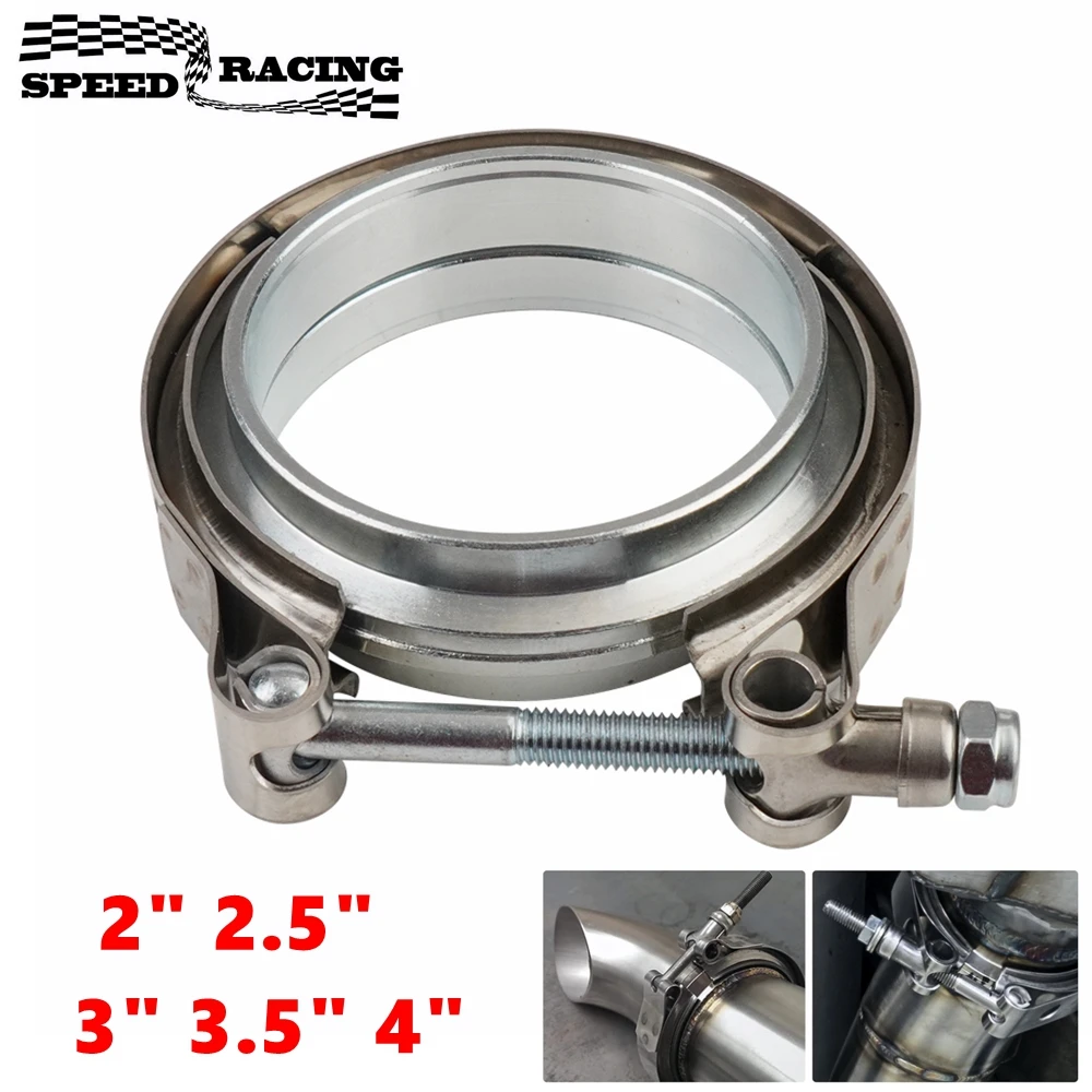 Abrazadera V-Band inox con brida macho hembra para escape y turbo