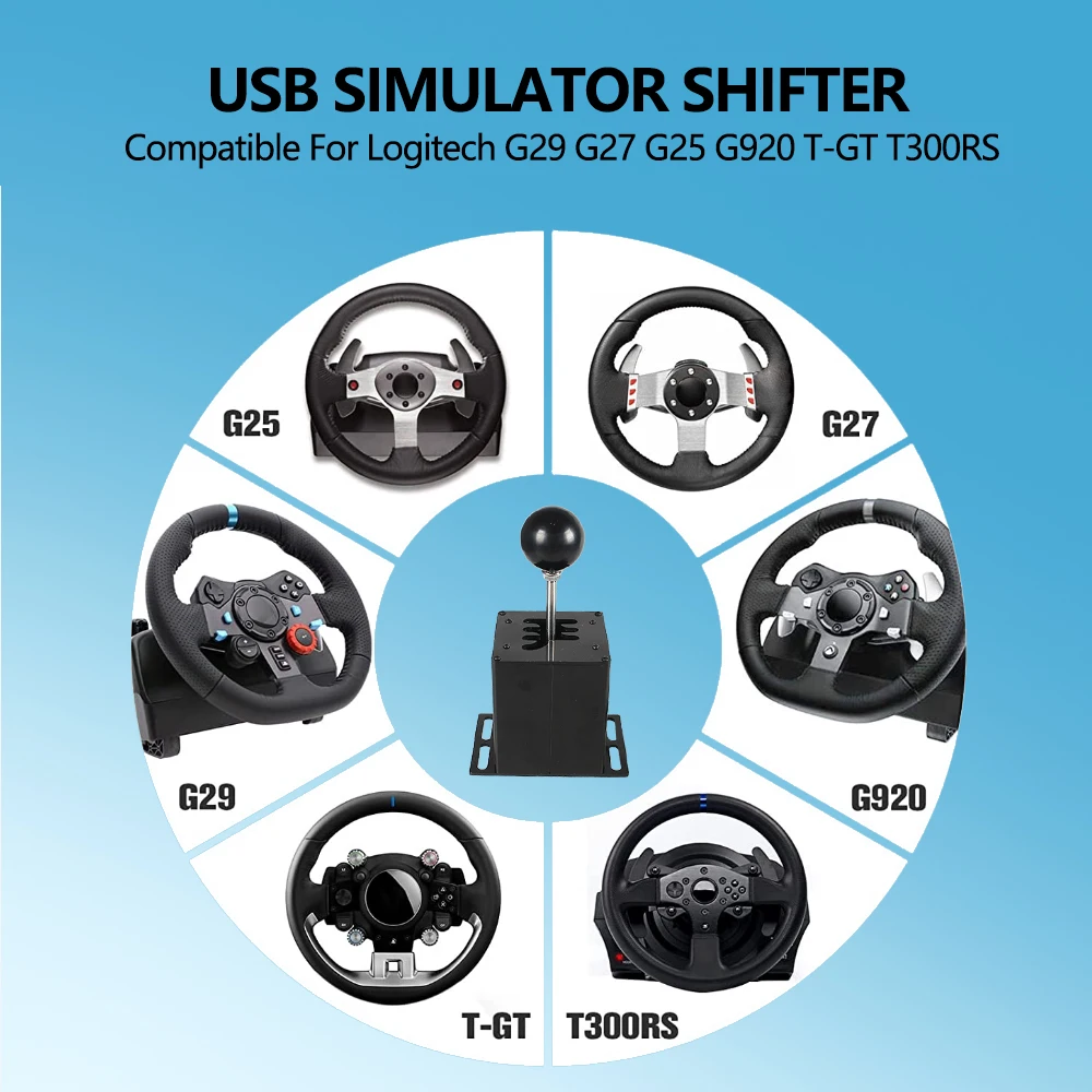 Palanca de cambios USB H para Logitech G27, G29, G25, G920 y Thrustmaster T300RS/GT - imagen 3