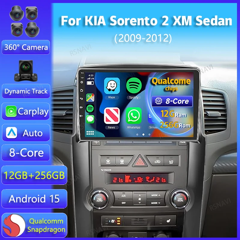 Radio multimedia Android 15 CarPlay 4G WiFi – KIA Sorento 2 XM 2009-12
