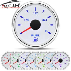 Medidor de nivel de combustible de 52MM, medidor de nivel de combustible de 240-33 ohm para barco marino, coche, camión, retroiluminación de 7 colores, indicador de tanque de combustible de 12V y 24V