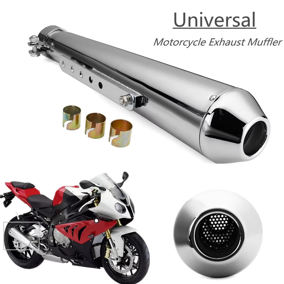 Silenciador escape moto retro galvanoplastia para Chopper Cafe Racer - imagen 4