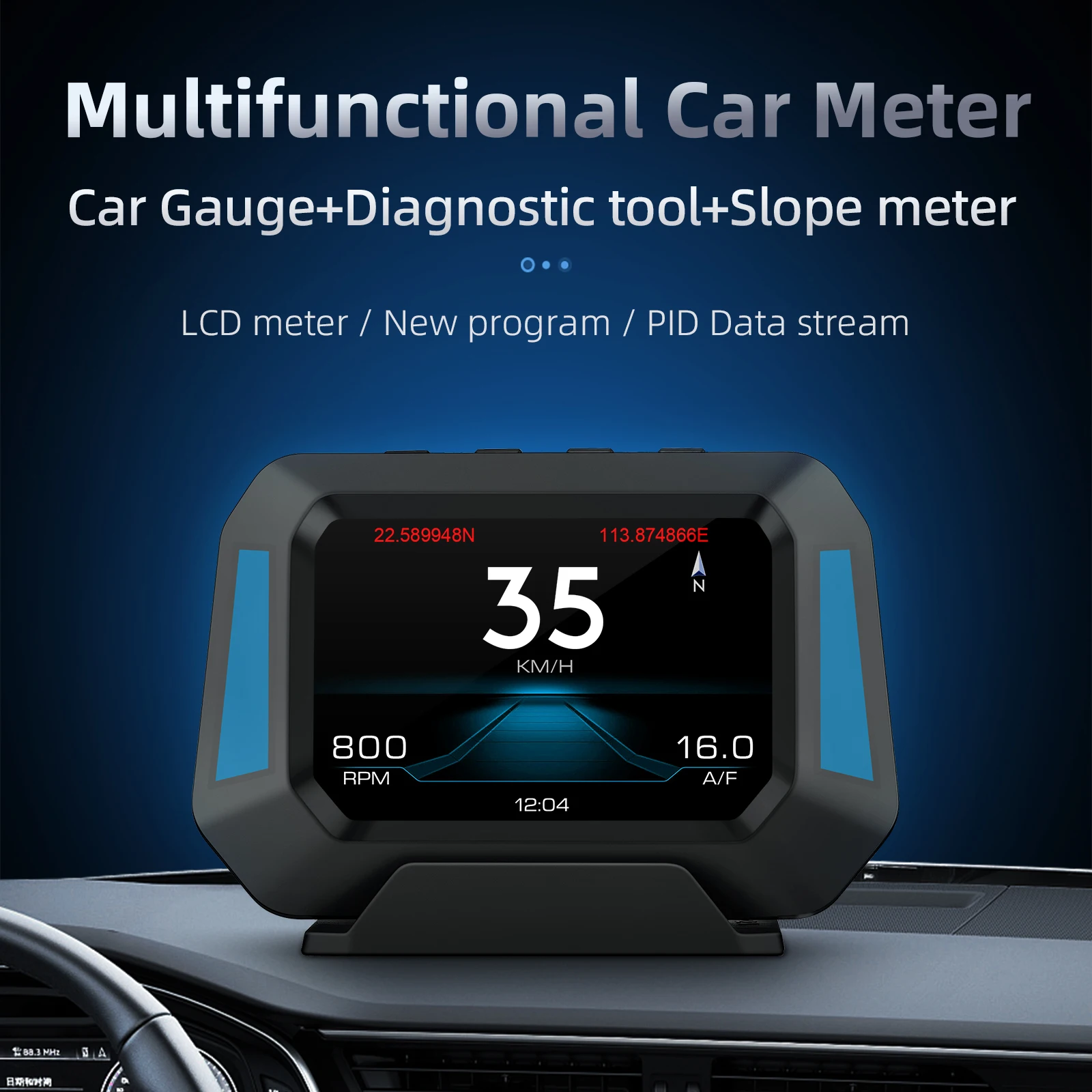 Pantalla HUD OBD P21 con velocímetro e inclinómetro GPS - imagen 2