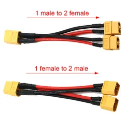 Divisor Y XT60 14AWG silicona macho a 2 hembras 10cm RC