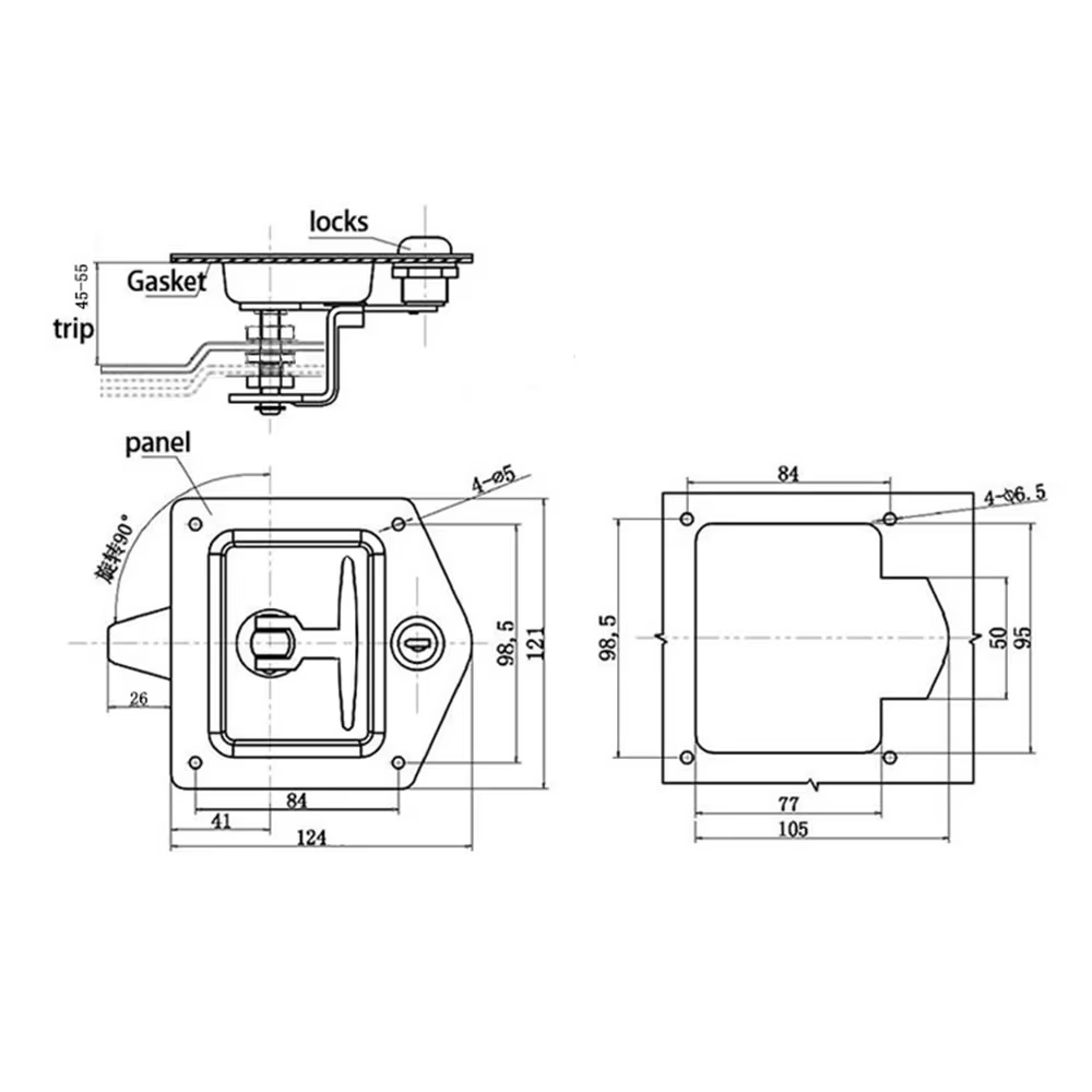 Puerta remolque plegable acero inoxidable con cerradura T para camper - imagen 4