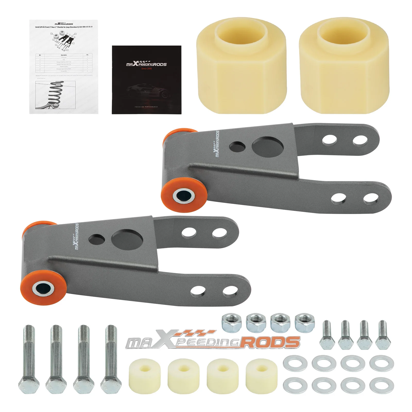 Kit de elevación de nivelación trasera delantera de 3 pulgadas y 2 pulgadas, grilletes aptos para Jeep Cherokee XJ 1984-2001 - imagen 3