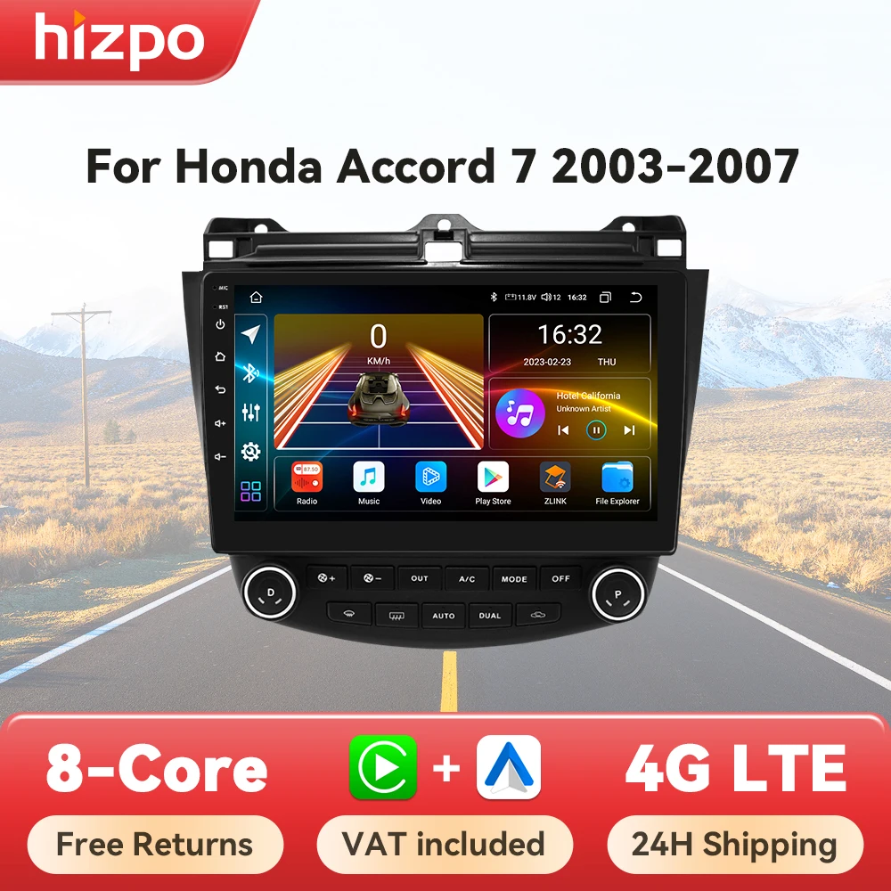 Radio Android Hizpo Honda Accord 7 2003-2007 GPS y Carplay