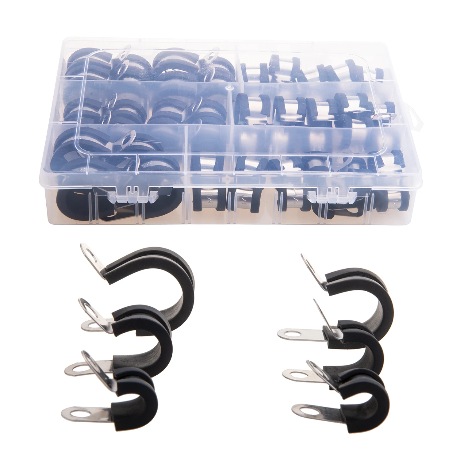Kit abrazaderas cable acero inoxidable (52 pcs)