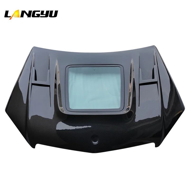 Langyu 08-11 accesorios de coche cubierta de motor transparente de fibra de carbono para mercedes-benz Clase C W204 C63 AMG capó de motor - imagen 3