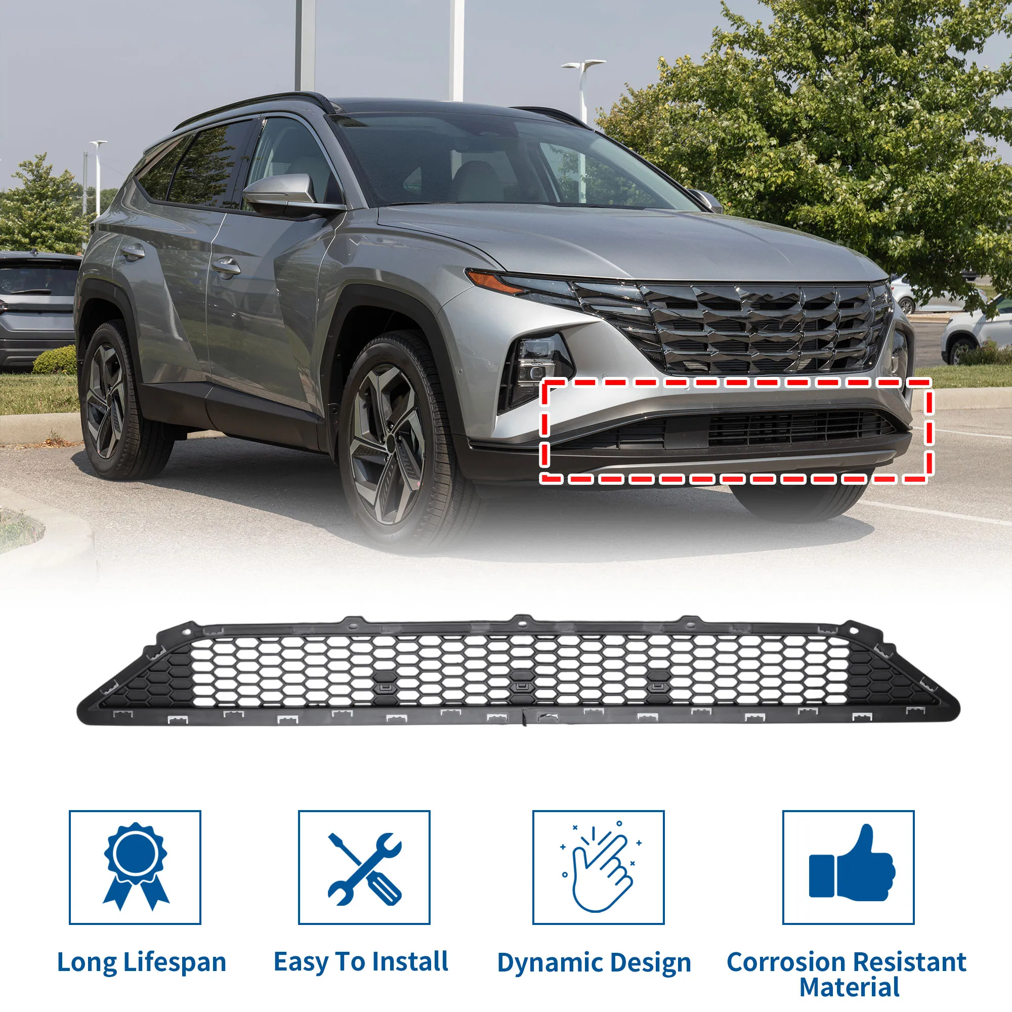 UXCELL Rejilla inferior de paragolpes Hyundai Tucson 2010-2012 - imagen 3