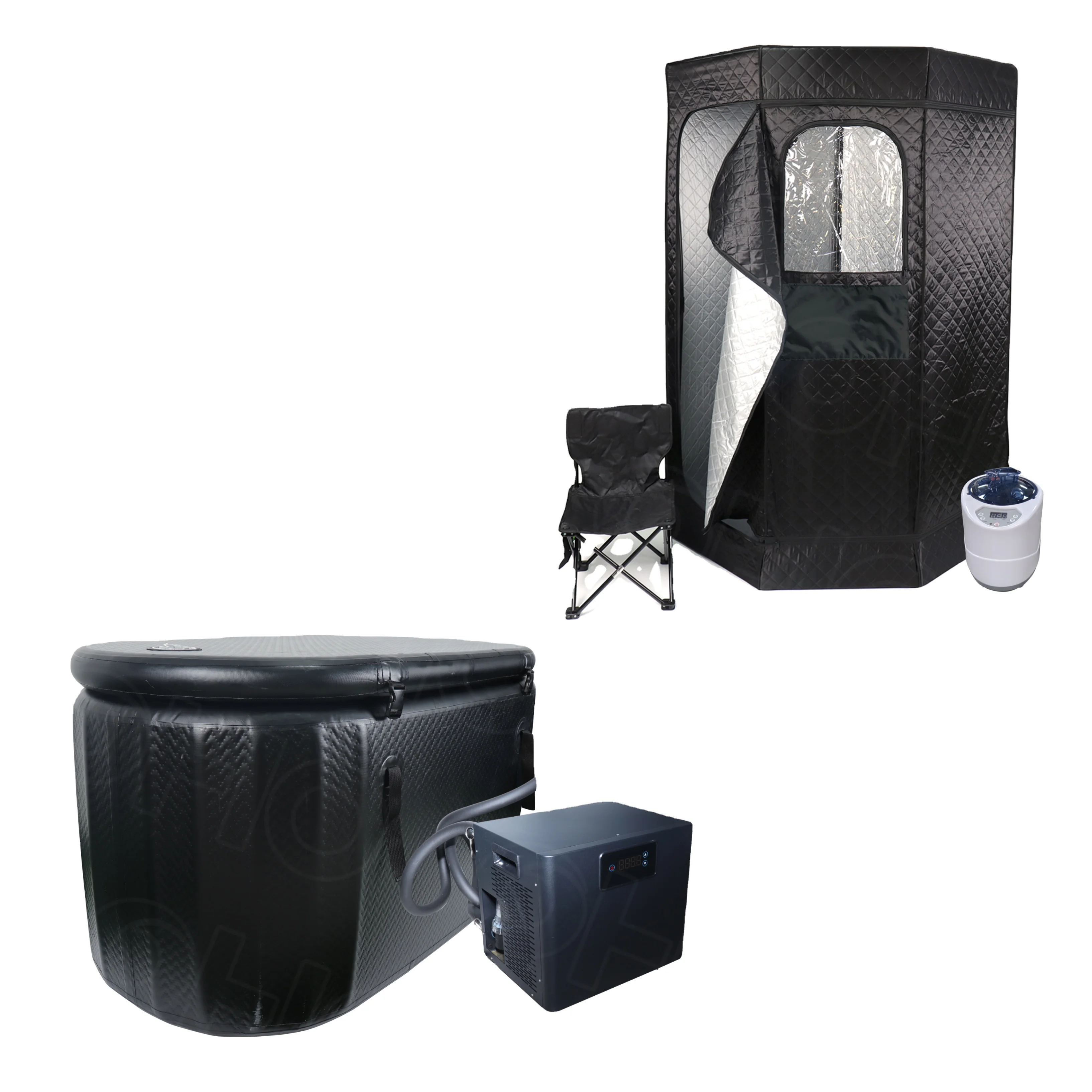 OHO Sauna de vapor portátil Tienda de campaña para exteriores Baños de hielo y sauna húmeda con kit de inmersión en frío