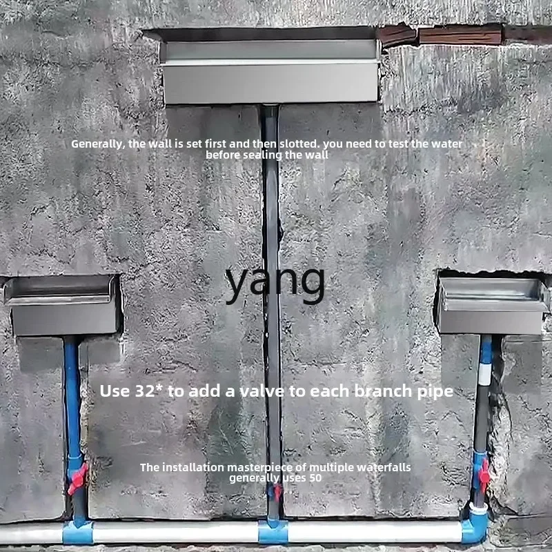 Jq pared de agua corriente paisaje cascada cascada de acero inoxidable salida de agua pared característica de agua - imagen 4