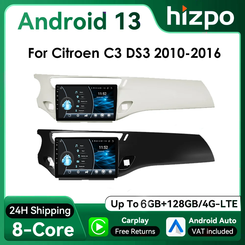 Autoradio 2Din Android Hizpo Citroën C3 DS3 2010-2016 CarPlay