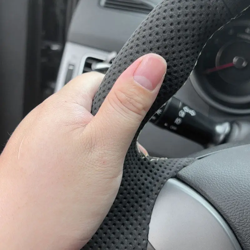 Para Mitsubishi Pajero 2007 2008 2009 2010 2011 2012-2019 accesorios de Interior de coche cubierta de volante 1,2mm embellecedor de cuero de gamuza - imagen 5