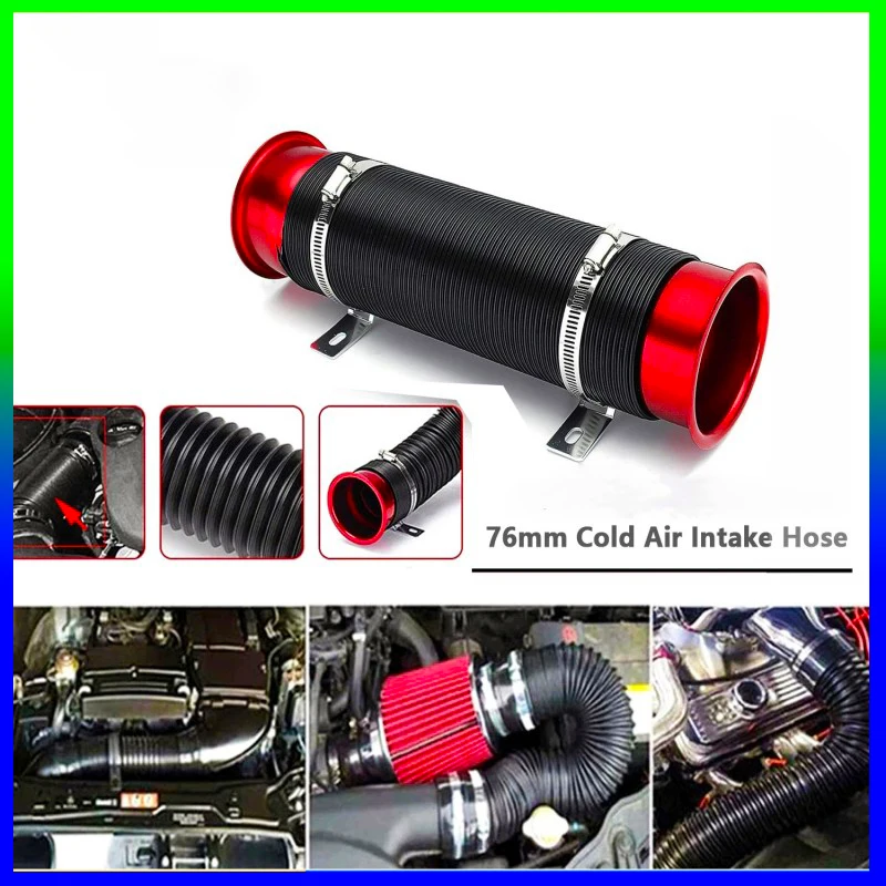 Kit de admisión de aire frío universal con tubo flexible de 76 mm