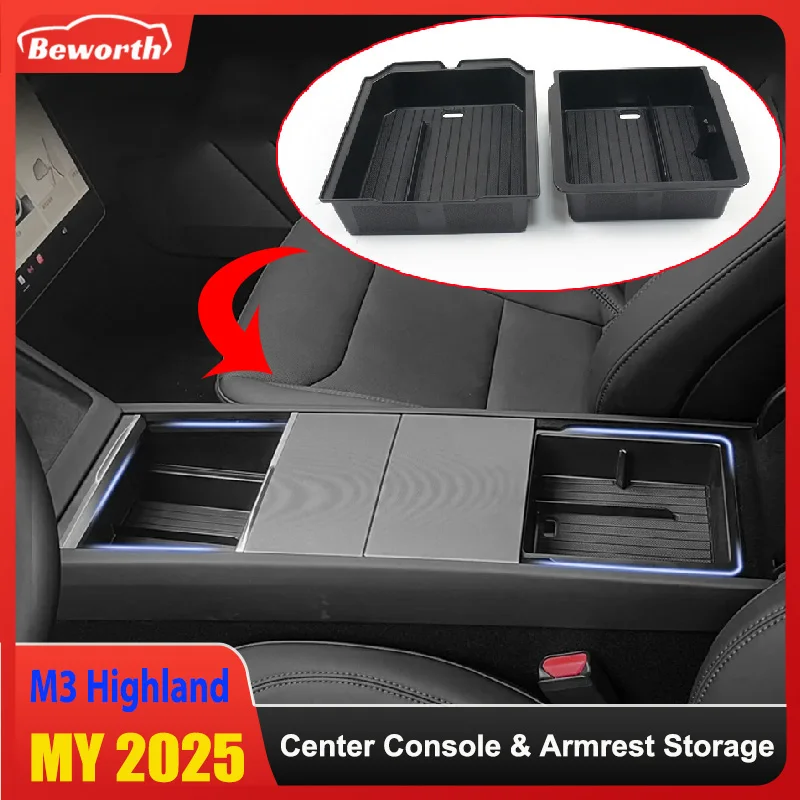 Consola reposabrazos Tesla Model Y Juniper con almacenamiento – Almohadilla silicona