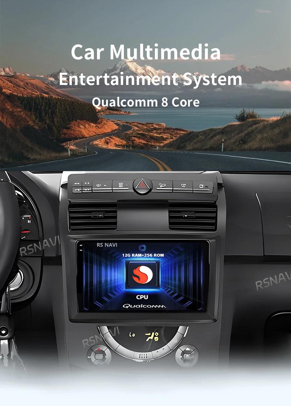 Vista frontal de la radio Android 15 para SsangYong Rexton Y250 II