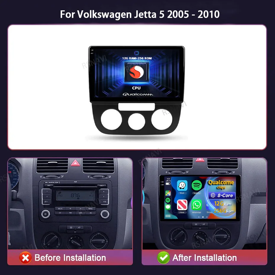Radio Android CarPlay doble DIN GPS para VW Jetta 5 (2005-2010) - imagen 2