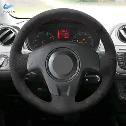 Funda de volante de ante cosida a mano para Seat Ibiza 2004-2006