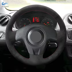Funda de volante de ante cosida a mano para Seat Ibiza 2004-2006