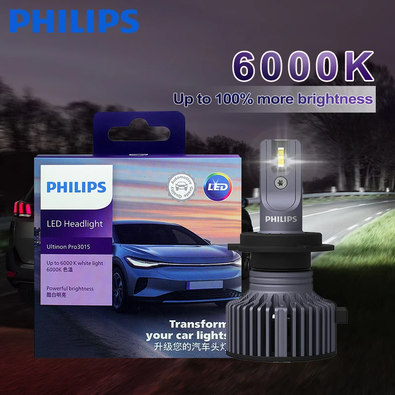 Philips Ultinon Pro3015 H1 H4 H7 H11 HB3 9005 HB4 9006 HIR2 9012 LED luz de cabeza de coche 6000K blanco brillante Original LED faros antiniebla