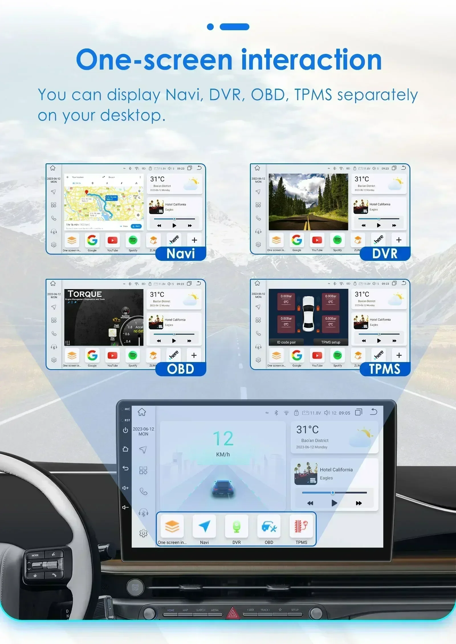 Radio Android Hizpo 2 DIN con CarPlay para Kia Sportage IV 2016-2018 - imagen 5