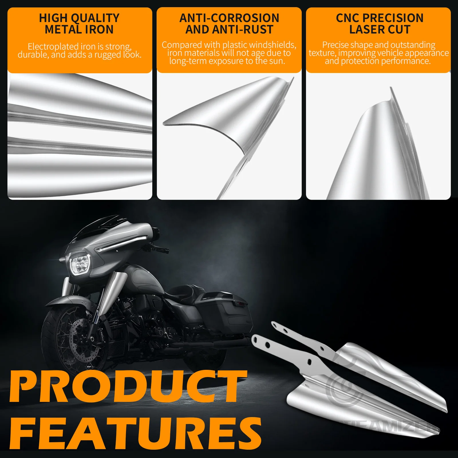 Deflector horquilla cromado Harley Touring Road King Street Glide 95-21 - imagen 2