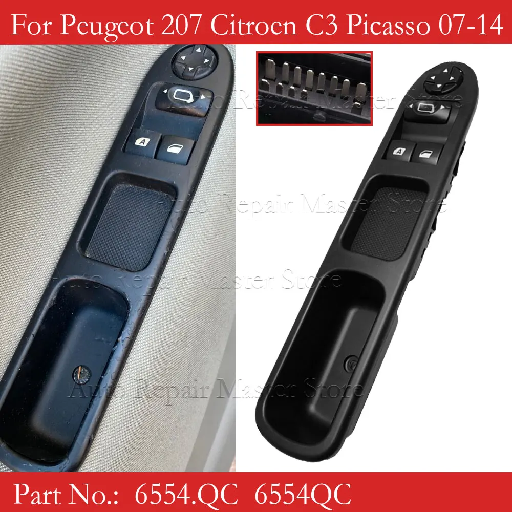 Interruptor elevalunas maestro Peugeot 207 y Citroën C3 Picasso