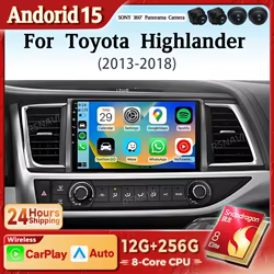 Autorradio Android 15 con CarPlay para Toyota Highlander XU50 2013-2018