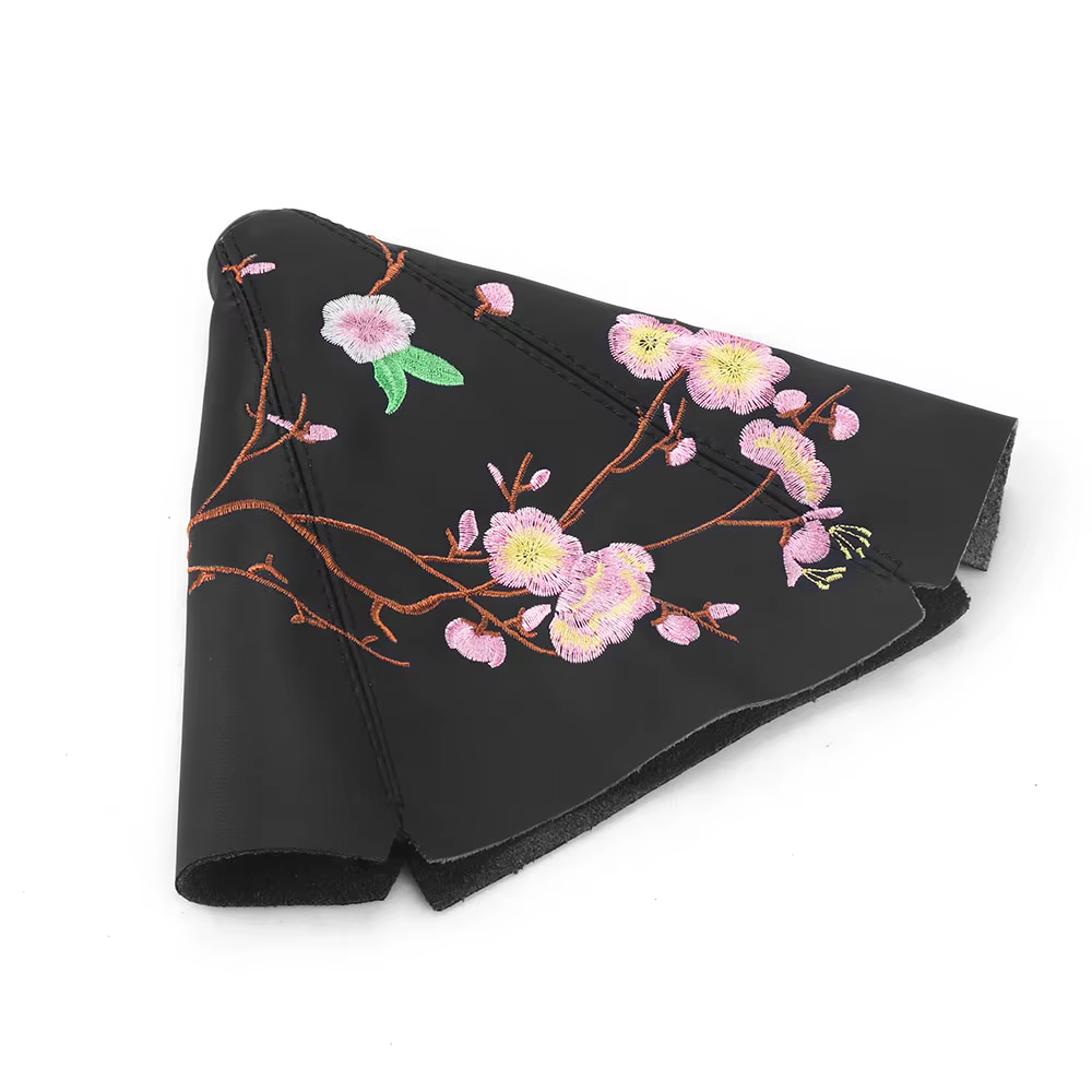 Polaina de palanca de cambios de cuero universal con bordado flor de melocotón - imagen 3
