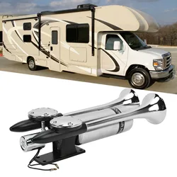 Bocina de aire doble tubo cromada – aleación zinc 12V para coche y camión