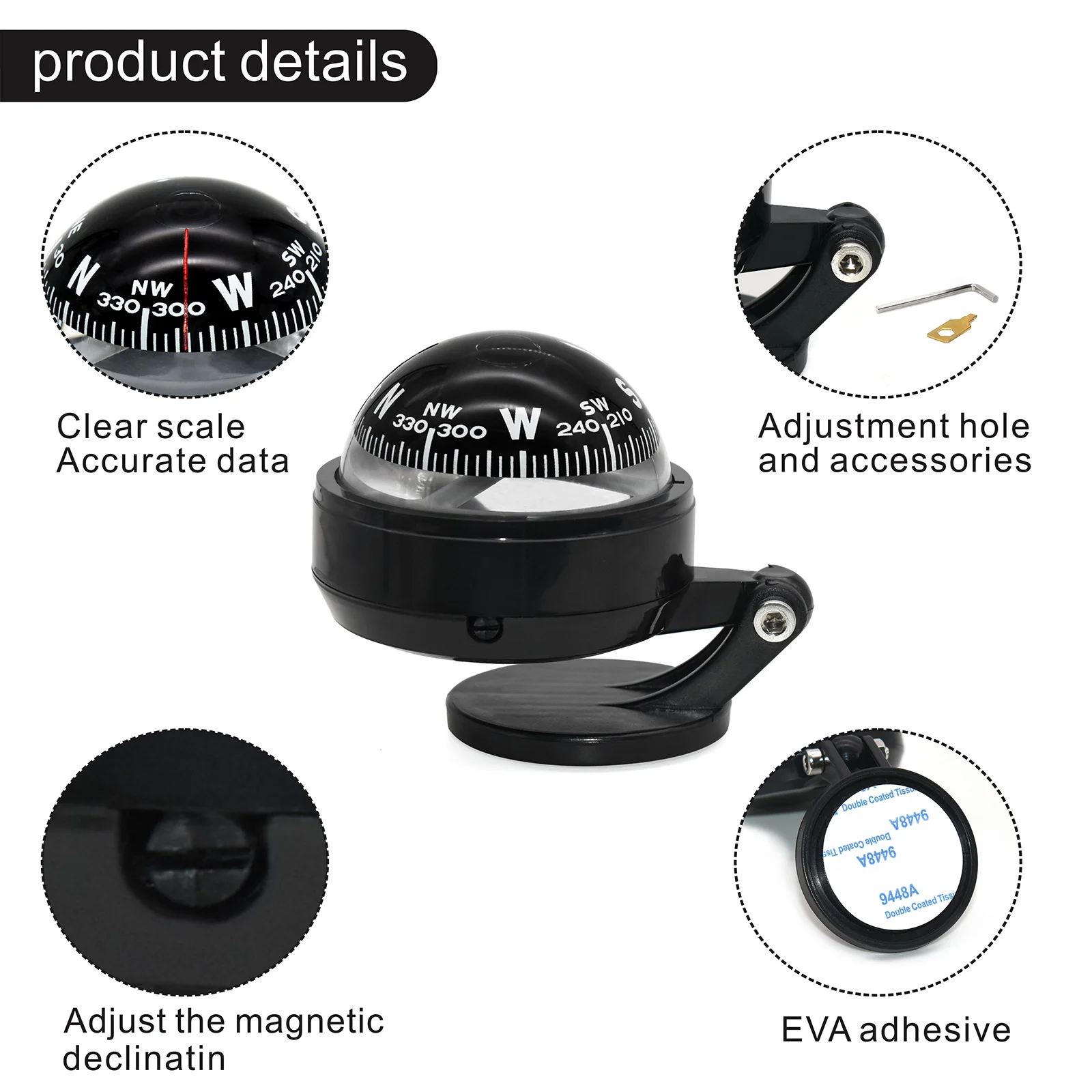Brújula LED navegación coche – Posicionamiento exterior para vehículo - imagen 2