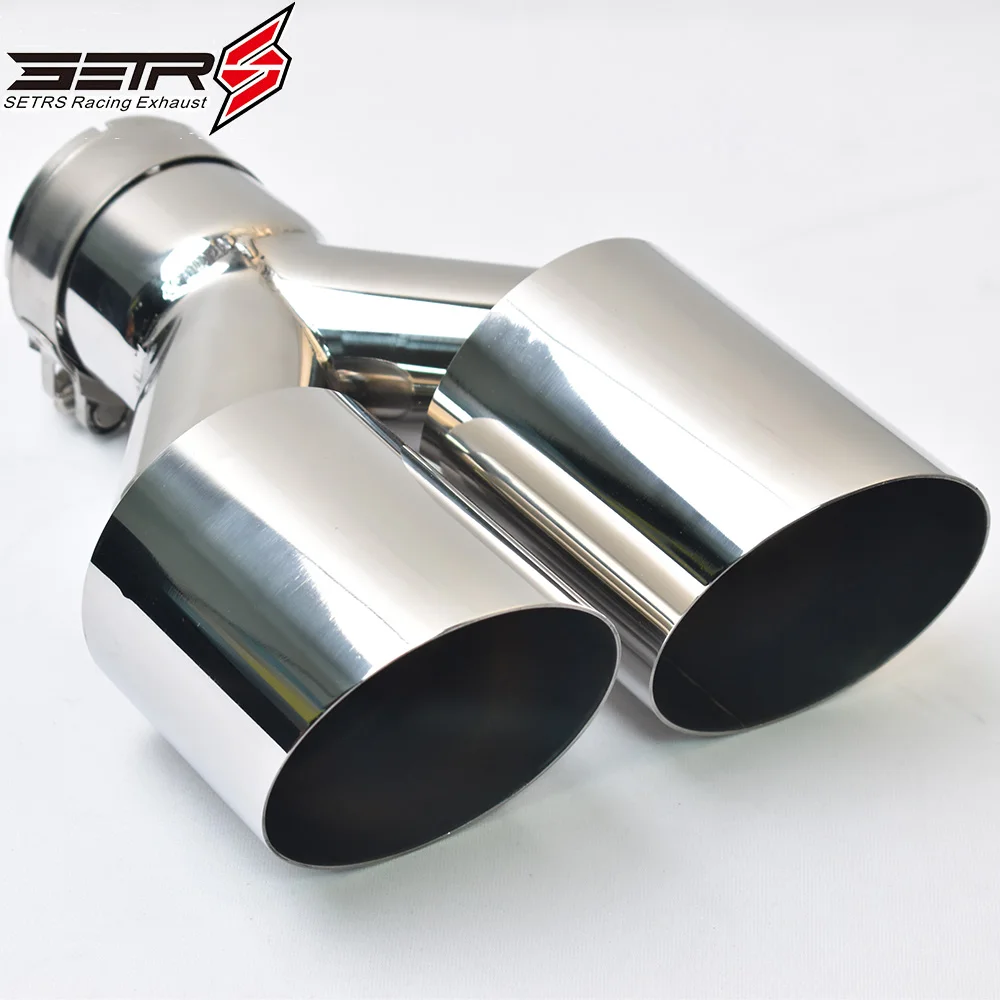 Silenciador doble Universal con punta de escape acero inox brillante - imagen 2
