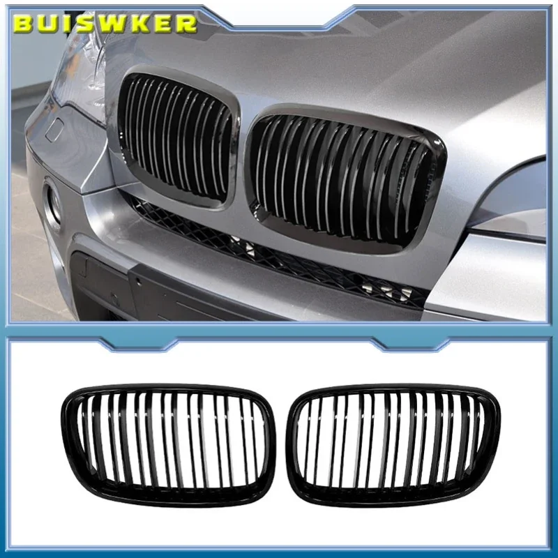 Rejillas delanteras BMW X5 X6 E70 E71 negro brillante fibra de carbono