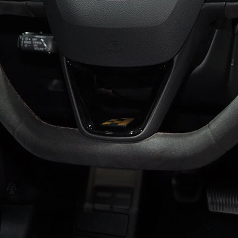 Insignia de diseño de bandera de carrera 3D, calcomanía para volante de coche, pegatina con emblema para SEAT Ibiza Leon FR 300 Ateca Exeo Alhambra Tarraco Exeo - imagen 3