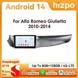 Autoradio 9 " Hizpo 2Din Android14 para Alfa Romeo Giulietta 2010 - 2014 Furgonato RDS DSP GPS 4G BT Auto CarPlay Snapdragon 6115