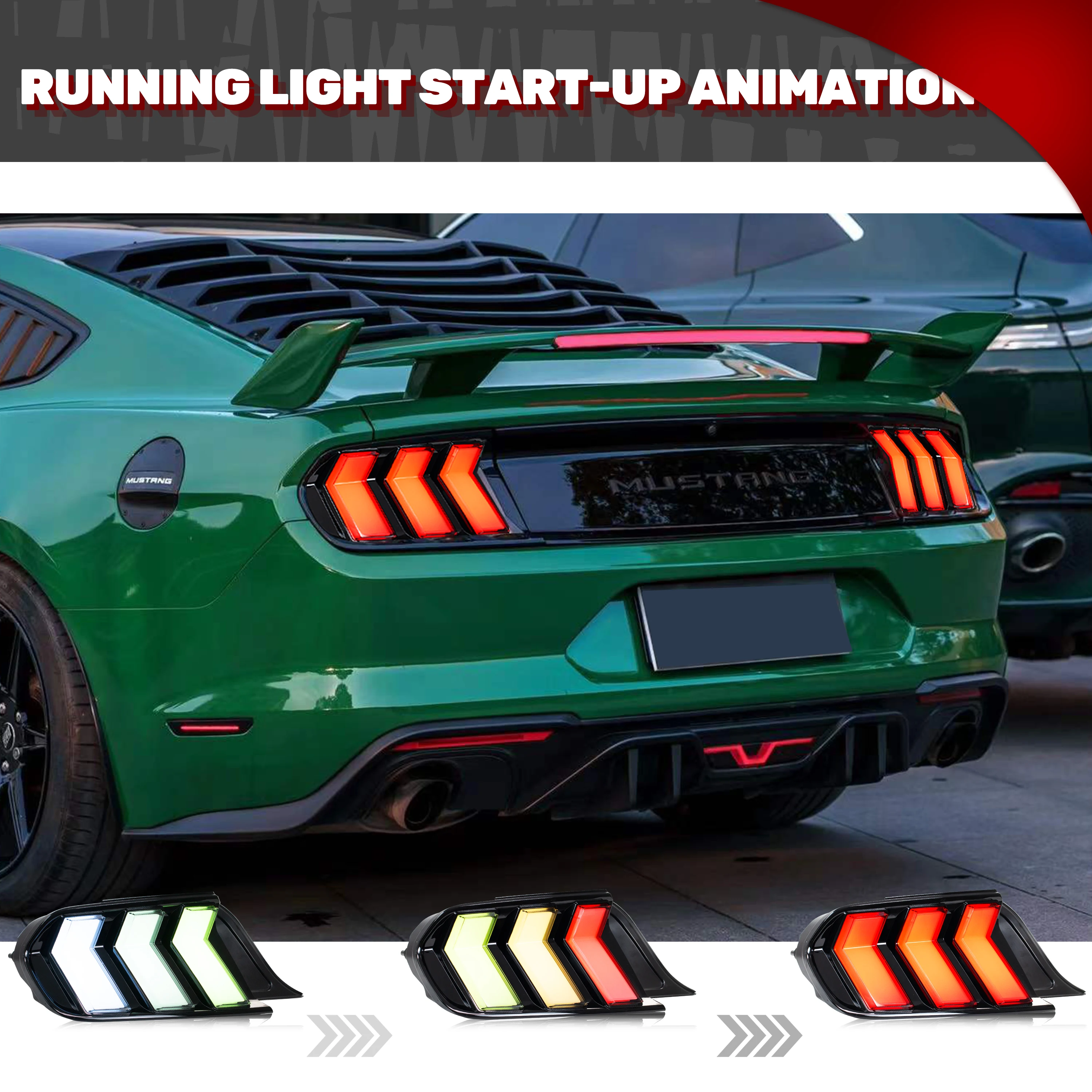 Luces traseras LED RGB para Ford Mustang S550 2015-2023 luces traseras de señal de giro secuencial de animación dinámica - imagen 4