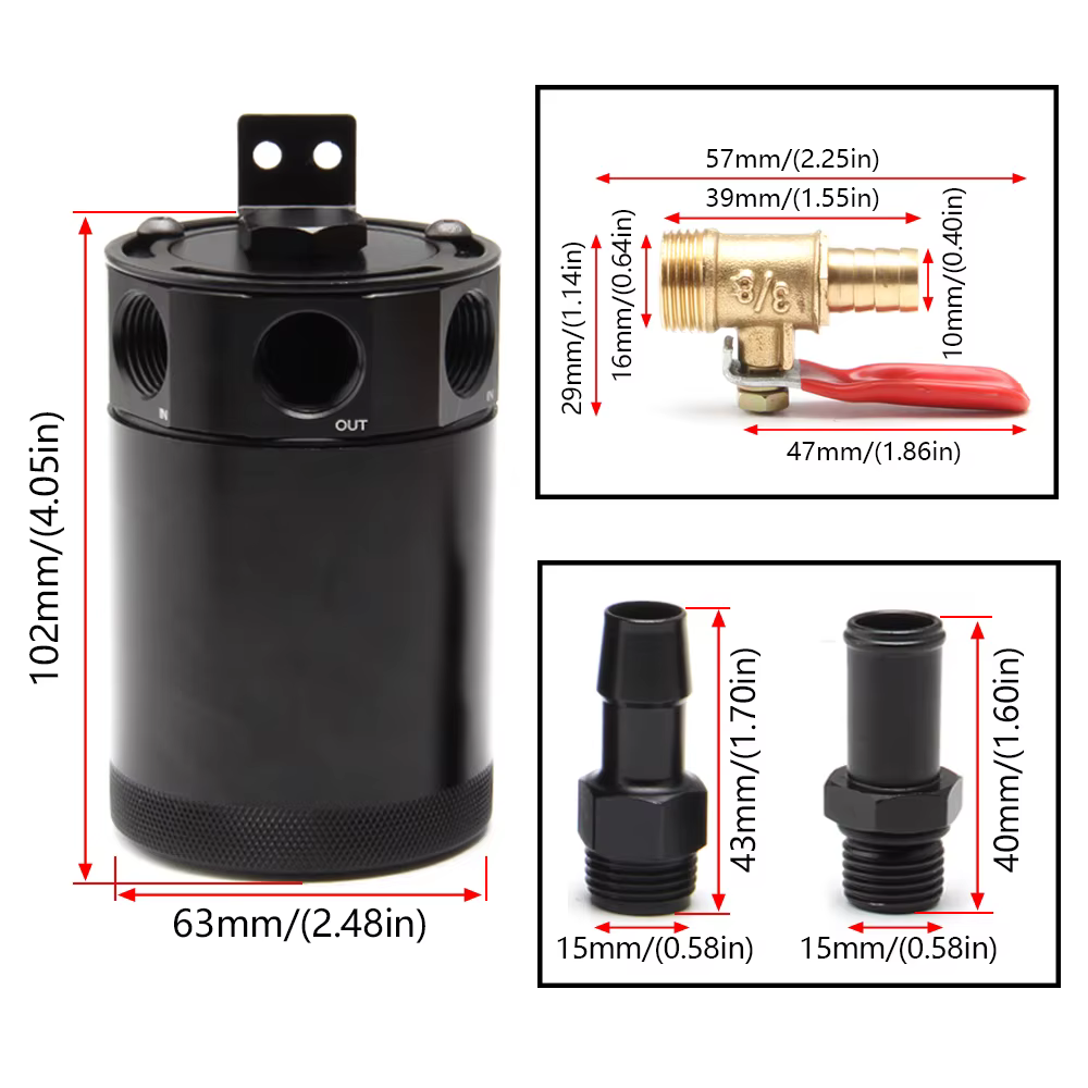 Kit separador de aceite 2 puertos universal – aluminio negro - imagen 2