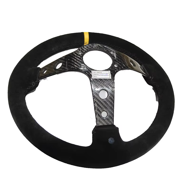 Volante deportivo universal de gamuza con soporte de fibra de carbono - imagen 5